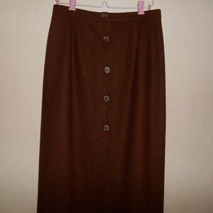 Midi length wool blend skirt, brown , size 10